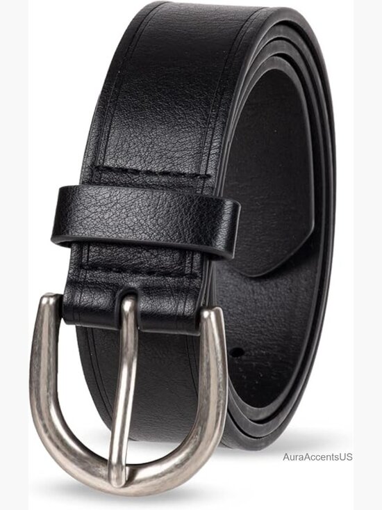 Raw Edge Jeans Belt with Wide Waist Strap, 7 Adjustable Holes main image 4